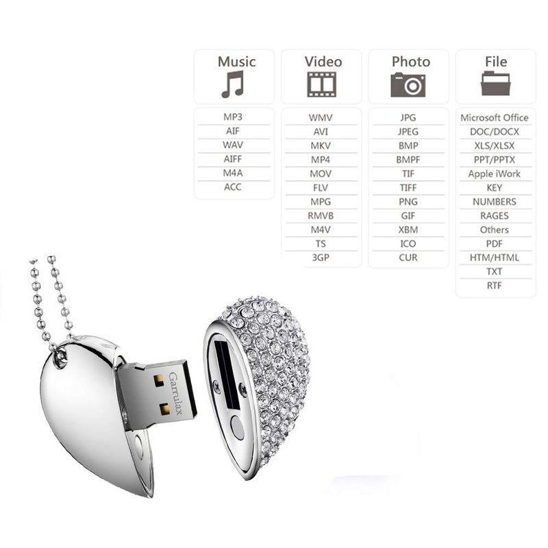 GARRULAX USB Flash Drive, 8GB / 16GB / 32GB / 64GB USB2.0 USB Memory Stick Date Storage Pendrive Thumb Drives(32GB,Silver) - Image 3